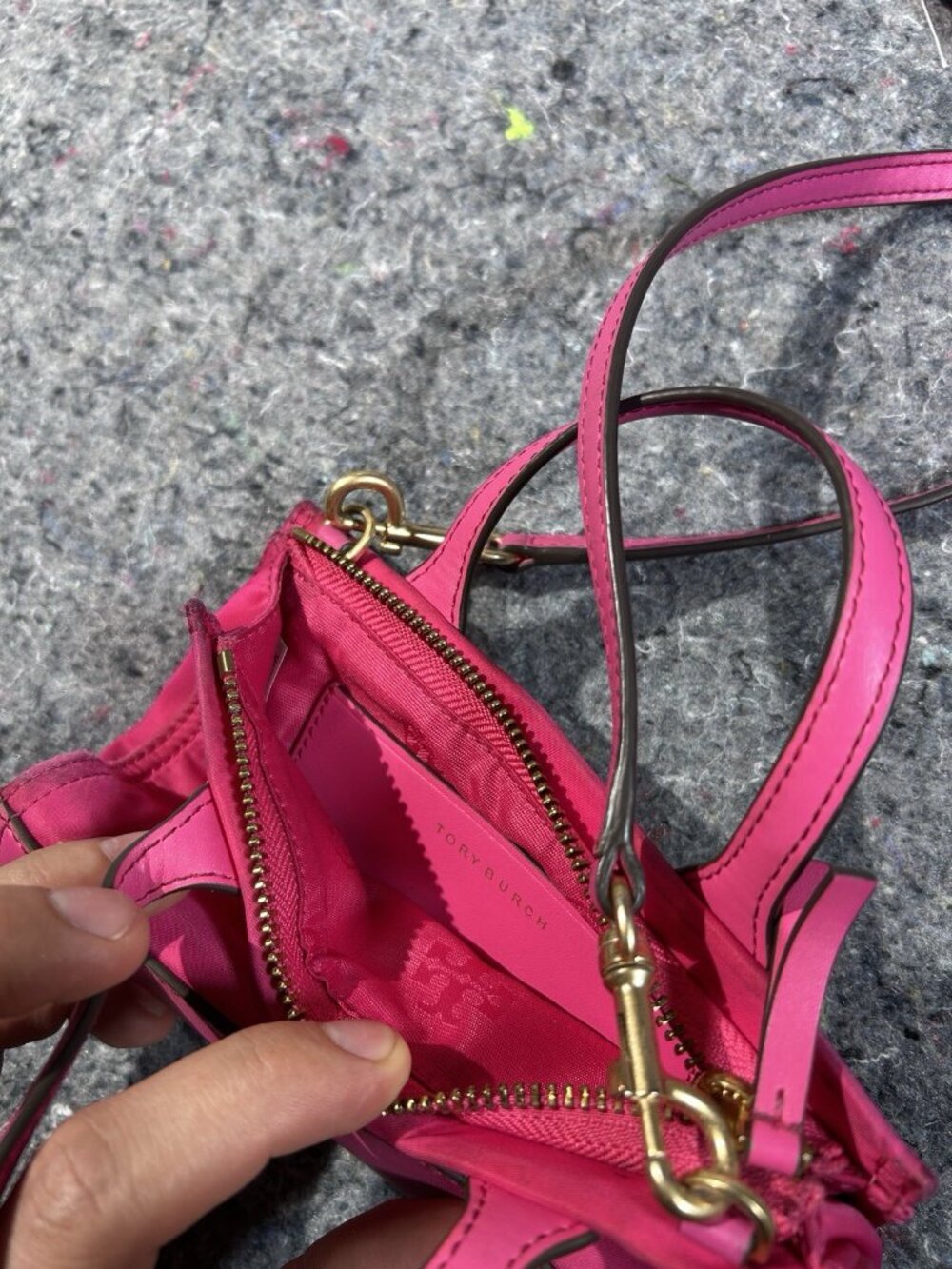 Tory Burch Pink Small Satchel Top Handle Bag with Detachable Strap Gold Hardware - Picture 10 of 15